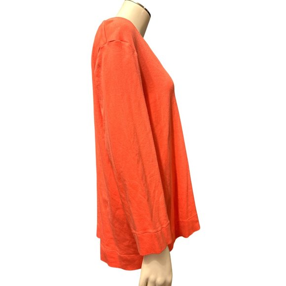 Chicos The Ultimate Tee Long Sleeve Orange Blouse Size 3 - Picture 4 of 9